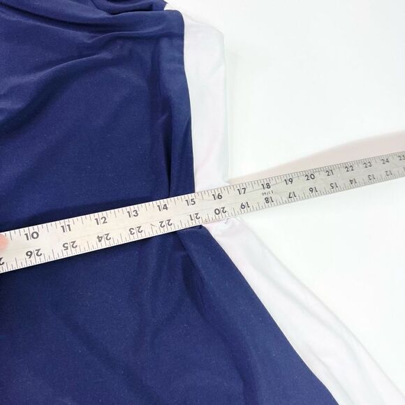 Lauren Ralph Lauren Shift Dress Women's 12 Blue & White 2-Tone Keyhole Back Mini - Picture 5 of 10